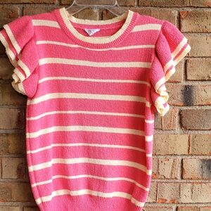Annie Wear Vintage Double Ruffled Sleeve Stripe Sweater Size Medium